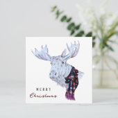 Classic Waterverf Moose Vrolijk kerstfeest Feestdagenkaart (Staand voorkant)