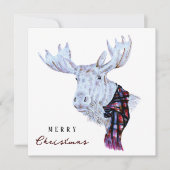 Classic Waterverf Moose Vrolijk kerstfeest Feestdagenkaart (Voorkant)