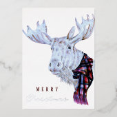 Classic Waterverf Moose Vrolijk kerstfeest Folie Feestdagenkaart (Voorkant)