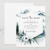 Classic Waterverf Mountain Wedding Save The Date (Voorkant / Achterkant)