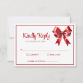Classic Waterverf Red Bow Wedding RSVP Kaartje (Voorkant)
