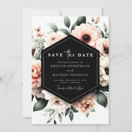 Classic Waterverf Roze Bloemen Huwelijk Save The Date (Voorkant)