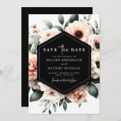 Classic Waterverf Roze Bloemen Huwelijk Save The Date (Voorkant / Achterkant)