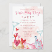 Classic Waterverf Roze Valentijnsdag Party Kaart (Voorkant)
