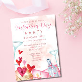 Classic Waterverf Roze Valentijnsdag Party Kaart