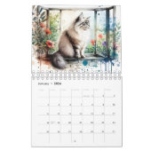 Classic Waterverf Twaalf Kattenrasbloemen 2025 Kalender (Jan 2026)