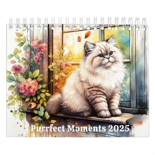 Classic Waterverf Twaalf Kattenrasbloemen 2025 Kalender (Hoes)