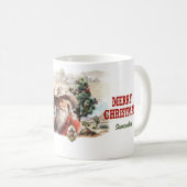 Classic waterverf Western met Santa cowboy pet Koffiemok (Voorkant rechts)