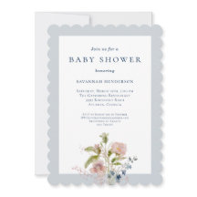 Classic Waterverf Wildflower Blauw Baby shower