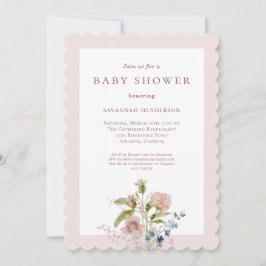 Classic Waterverf Wildflower Roze Baby shower Kaart