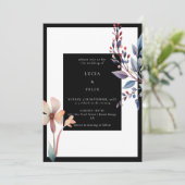 Classic Waterverf Zwart Floral Minimalistische bru Kaart (Staand voorkant)