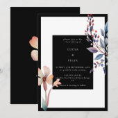 Classic Waterverf Zwart Floral Minimalistische bru Kaart (Voorkant / Achterkant)