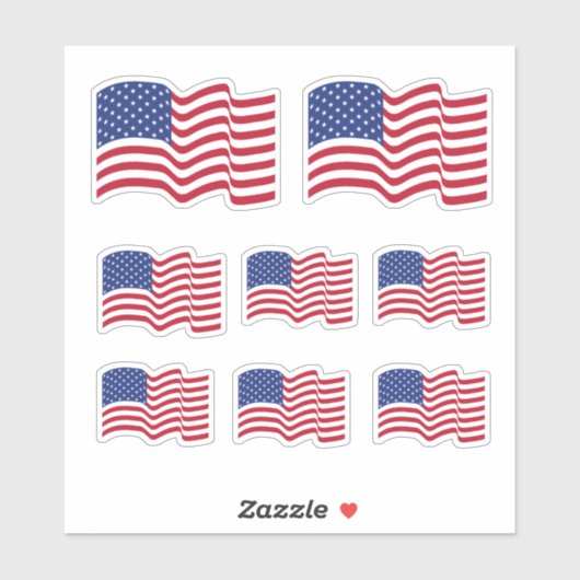 Classic Waving American Flag Stickers (Vel)