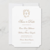 Classic Wedding Crest Save The Date Invitation Kaart (Voorkant)