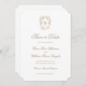 Classic Wedding Crest Save The Date Invitation Kaart (Voorkant / Achterkant)