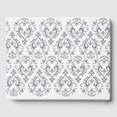 Classic Wedding Elegant Damask Pattern Blue Gastenboek (Achterkant)