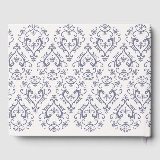 Classic Wedding Elegant Damask Pattern Blue Gastenboek (Achterkant)