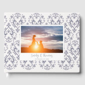 Classic Wedding Elegant Damask Pattern Blue Gastenboek (Voorkant)