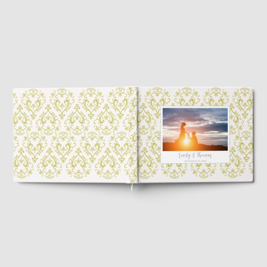 Classic Wedding Elegant Damask Pattern Gold Gastenboek (Volledig)