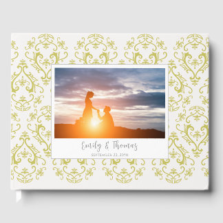 Classic Wedding Elegant Damask Pattern Gold Gastenboek