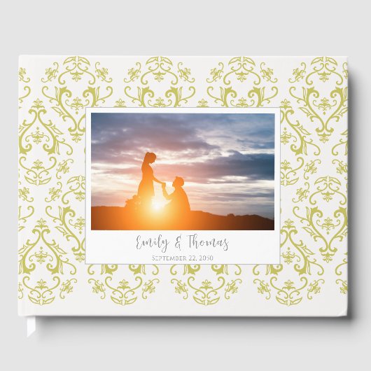 Classic Wedding Elegant Damask Pattern Gold Gastenboek (Voorkant)