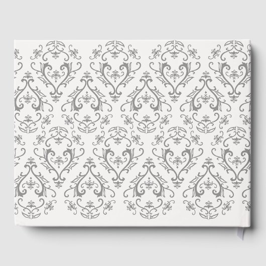 Classic Wedding Elegant Damask Pattern Gray Gastenboek (Achterkant)