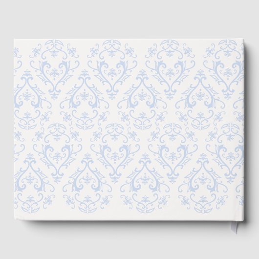 Classic Wedding Elegant Damask Pattern Light Blue Gastenboek (Achterkant)