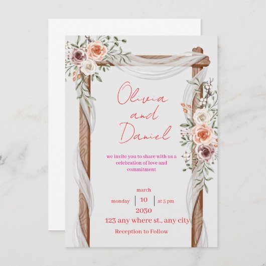 Classic Wedding Invitation – Elegant and Timeless  Kaart (Voorkant / Achterkant)