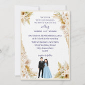 Classic wedding invitation in beige and gold kaart (Voorkant)