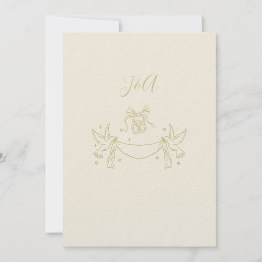 Classic wedding invitation in beige and gold kaart (Achterkant)