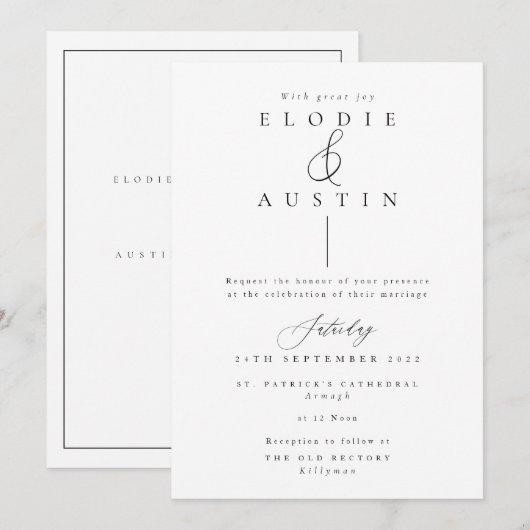 CLASSIC WEDDING INVITATION KAART (Voorkant / Achterkant)