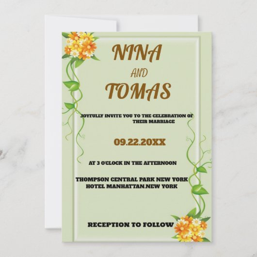 CLASSIC WEDDING INVITATION KAART (Voorkant)