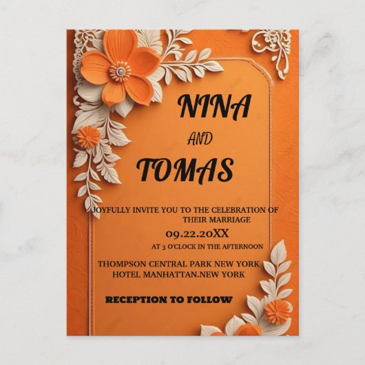 CLASSIC WEDDING INVITATION UITNODIGING BRIEFKAART (Voorkant)