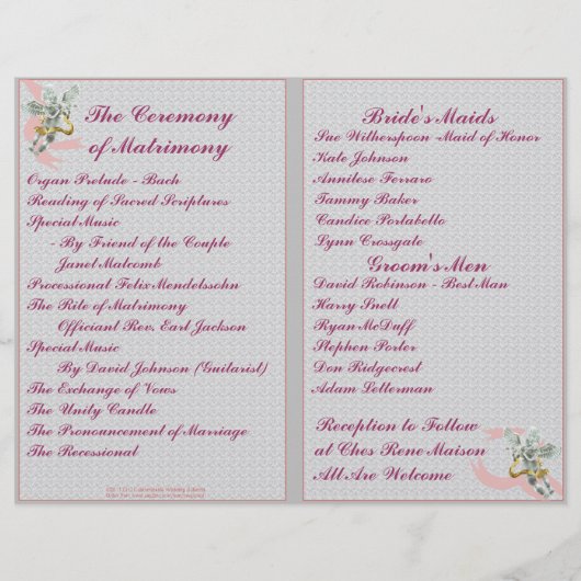 Classic Wedding Memories Program (Achterkant)