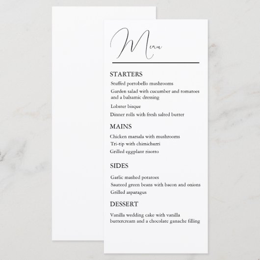 Classic Wedding Menu (Voorkant / Achterkant)