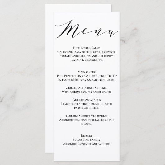 Classic Wedding Menu (Voorkant / Achterkant)