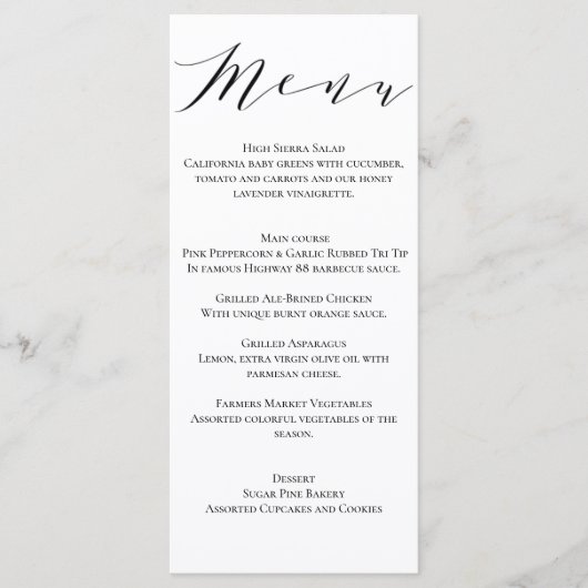 Classic Wedding Menu (Voorkant)