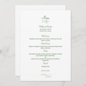 Classic Wedding Menu Kaart - (Groen) Menu Kaarten (Voorkant / Achterkant)