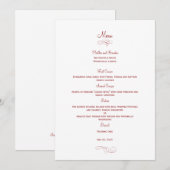 Classic Wedding Menu Kaart - (Rood) Menu Kaarten (Voorkant / Achterkant)