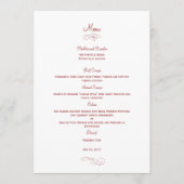 Classic Wedding Menu Kaart - (Rood) Menu Kaarten (Voorkant)