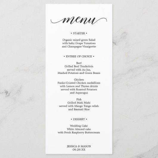 Classic Wedding Menu of Vrijgezellenfeest Menu Kaa (Voorkant)