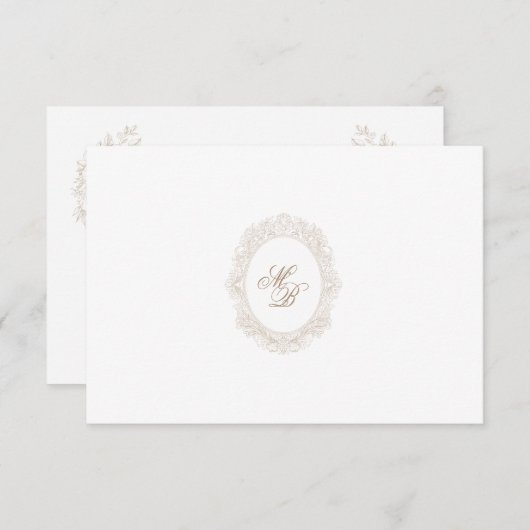 Classic Wedding Monogram Crest QR code RSVP Card (Voorkant / Achterkant)