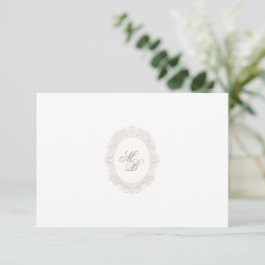 Classic Wedding Monogram Crest QR code RSVP Card Kaartje (Staand voorkant)