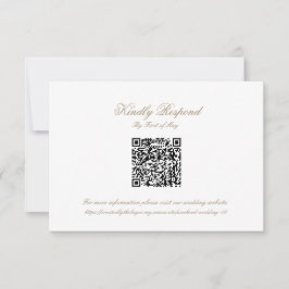 Classic Wedding Monogram Crest QR code RSVP Card Kaartje