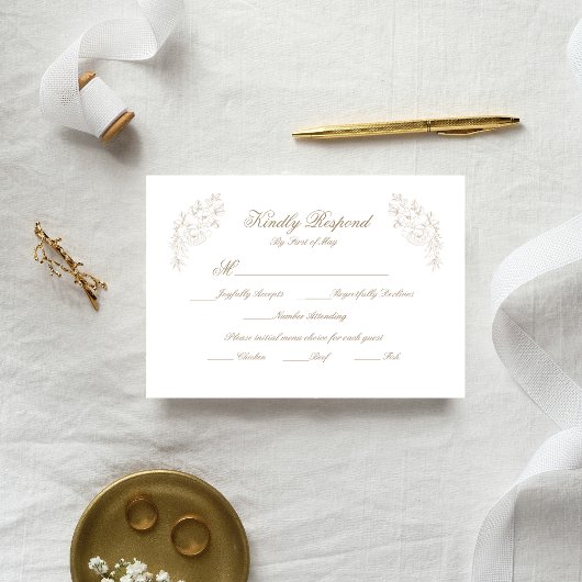 Classic Wedding Monogram Crest RSVP Card Kaartje