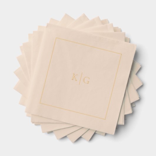 Classic Wedding Monogram Gepersonaliseerd Goud Lij Folie Servetten (Insitu (Gestapeld))