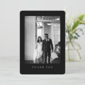 Classic Wedding Photo Black Rounded Thank You Card Bedankkaart (Staand voorkant)