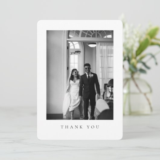 Classic Wedding Photo Rounded Thank You Card Bedankkaart (Staand voorkant)