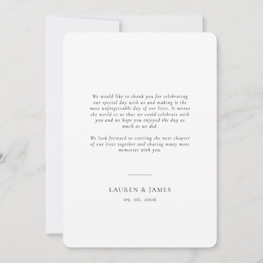 Classic Wedding Photo Rounded Thank You Card Bedankkaart (Achterkant)