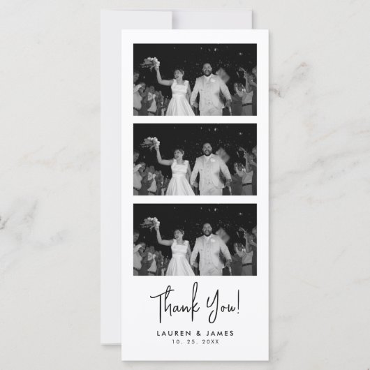 Classic Wedding Photo Strip Thank You Card (Voorkant)